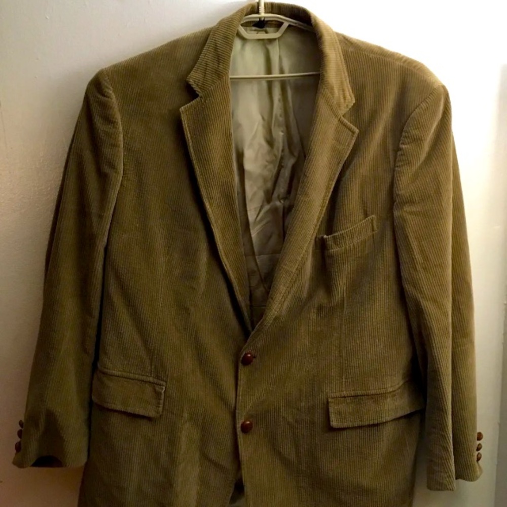 Brooks Brothers Mens Corduroy Blazer Jacket Two Button Brown No Size Tag